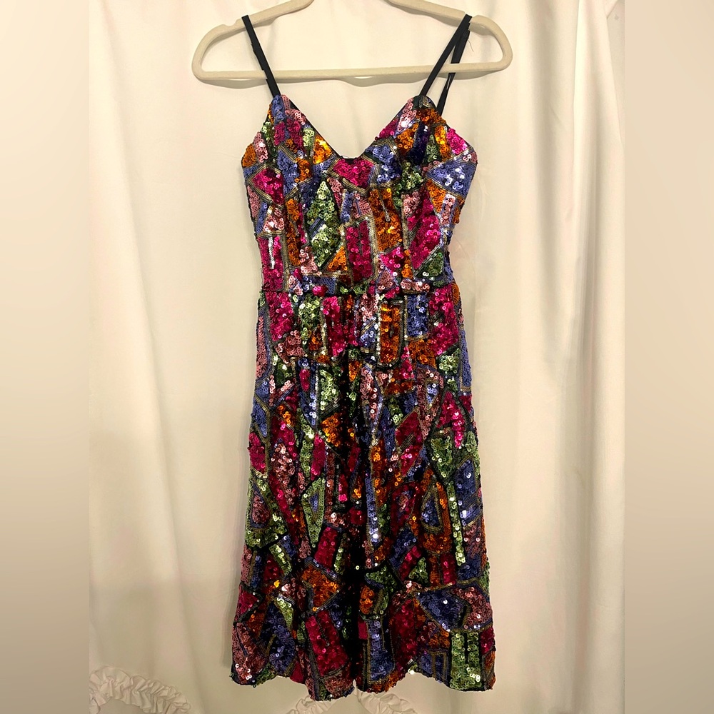 Multi color cocktail or homecoming dress! Worn once with minor alterations.